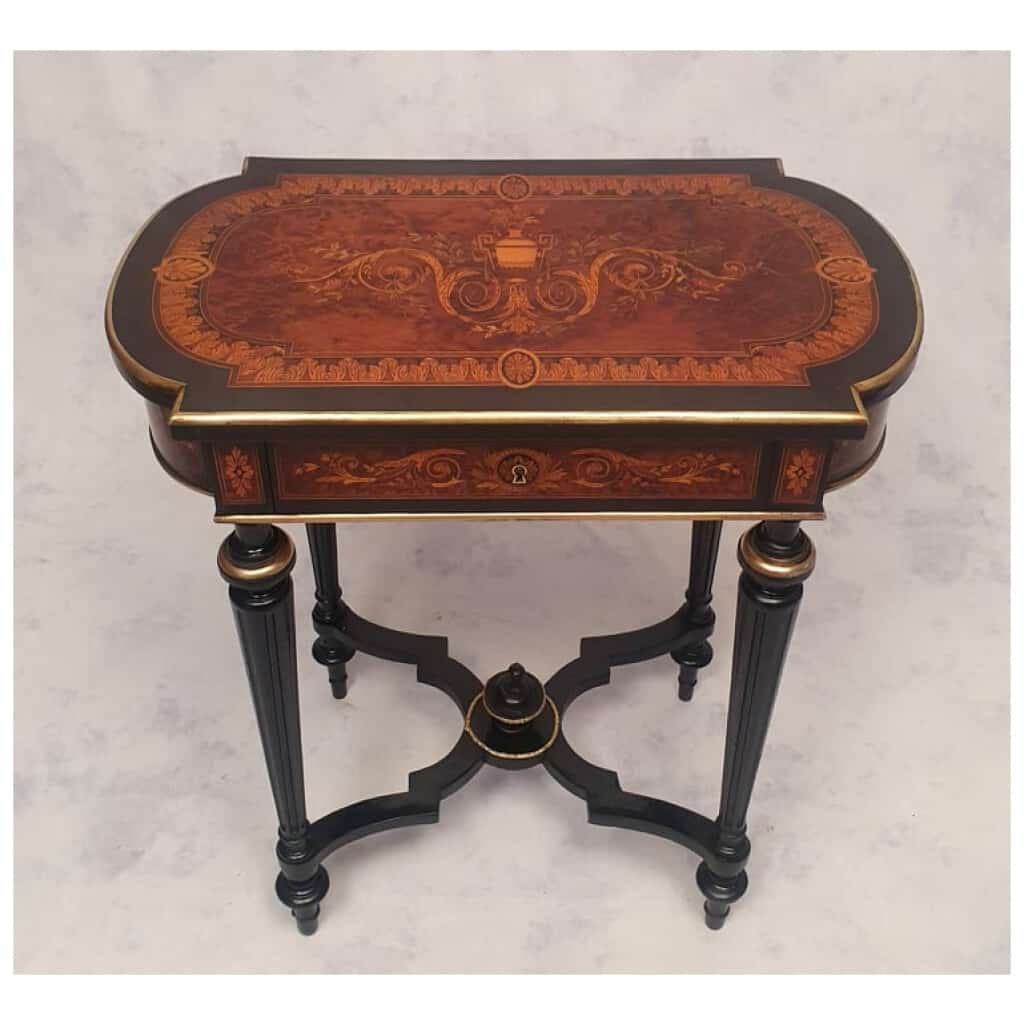 Coiffeuse d’Époque Napoléon III – Marqueterie – Poirier Noirci & Loupe De Thuya – 19ème 3