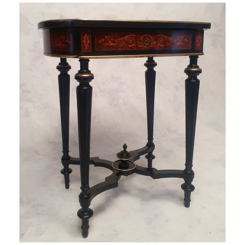 Coiffeuse d’Époque Napoléon III – Marqueterie – Poirier Noirci & Loupe De Thuya – 19ème 4