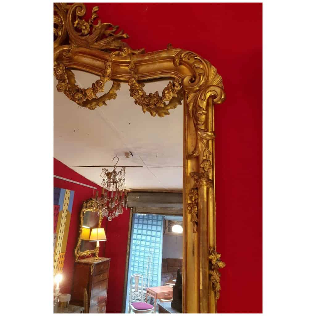 Louis XV Style Mirror - Rocaille Decor - Golden Wood Leaf - Late 18th 5
