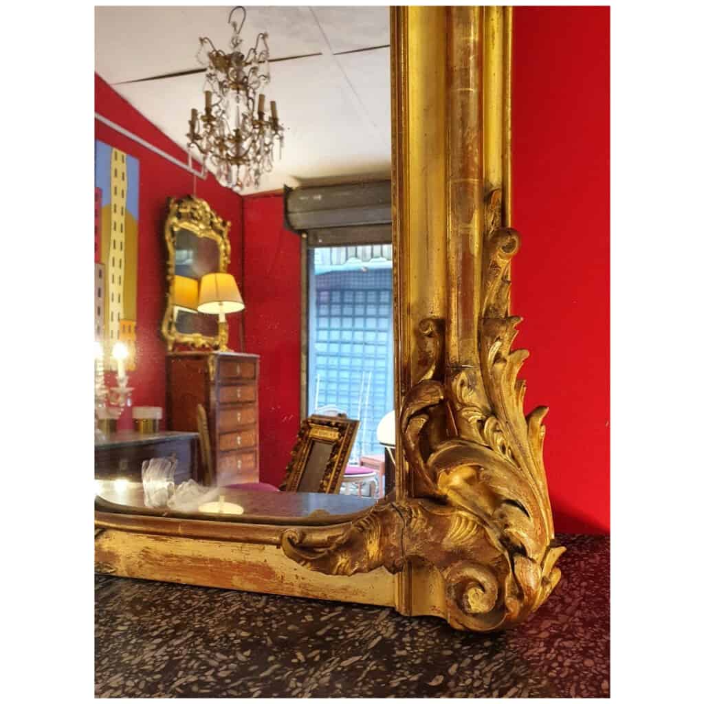 Miroir Style Louis XV – Decor Rocaille – Bois Doré à La Feuille – Fin 18ème 6