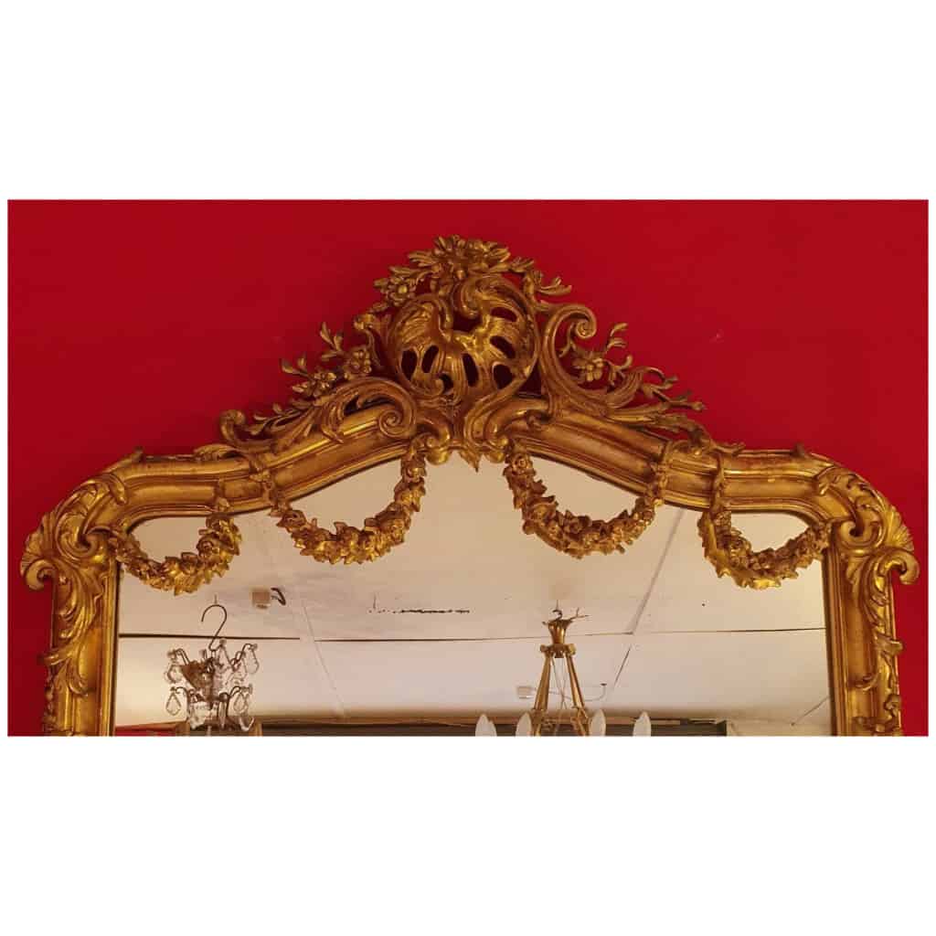 Miroir Style Louis XV – Decor Rocaille – Bois Doré à La Feuille – Fin 18ème 8