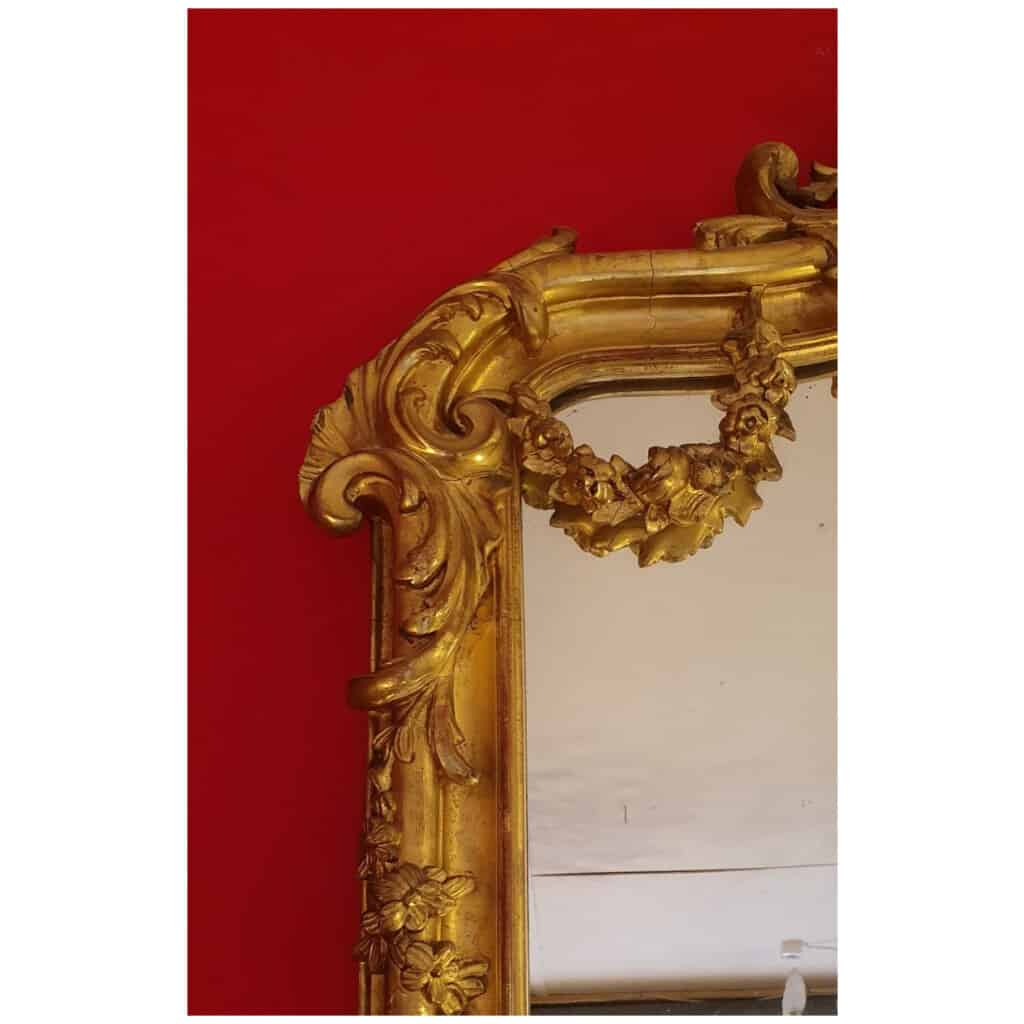 Louis XV Style Mirror - Rocaille Decor - Golden Wood Leaf - Late 18th 13