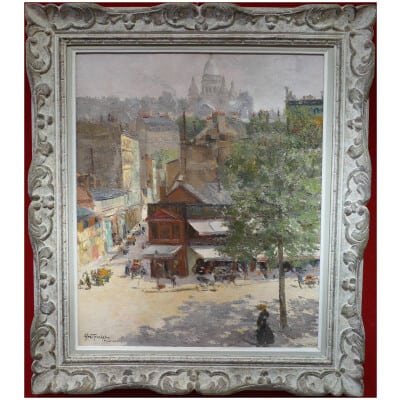 Abel Truchet Louis Peinture Française Belle Epoque Paris Vue De Montmartre Huile Toile Signée