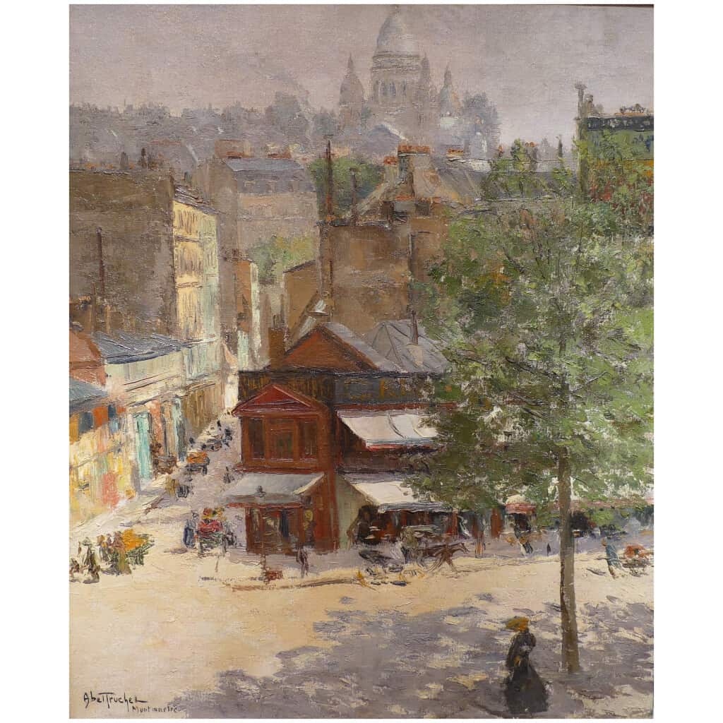ABEL TRUCHET Louis Peinture Française Belle Epoque Paris vue de Montmartre Huile sur toile signée 6