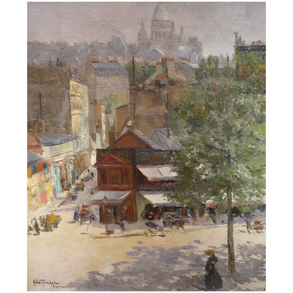 ABEL TRUCHET Louis Peinture Française Belle Epoque Paris vue de Montmartre Huile sur toile signée 12