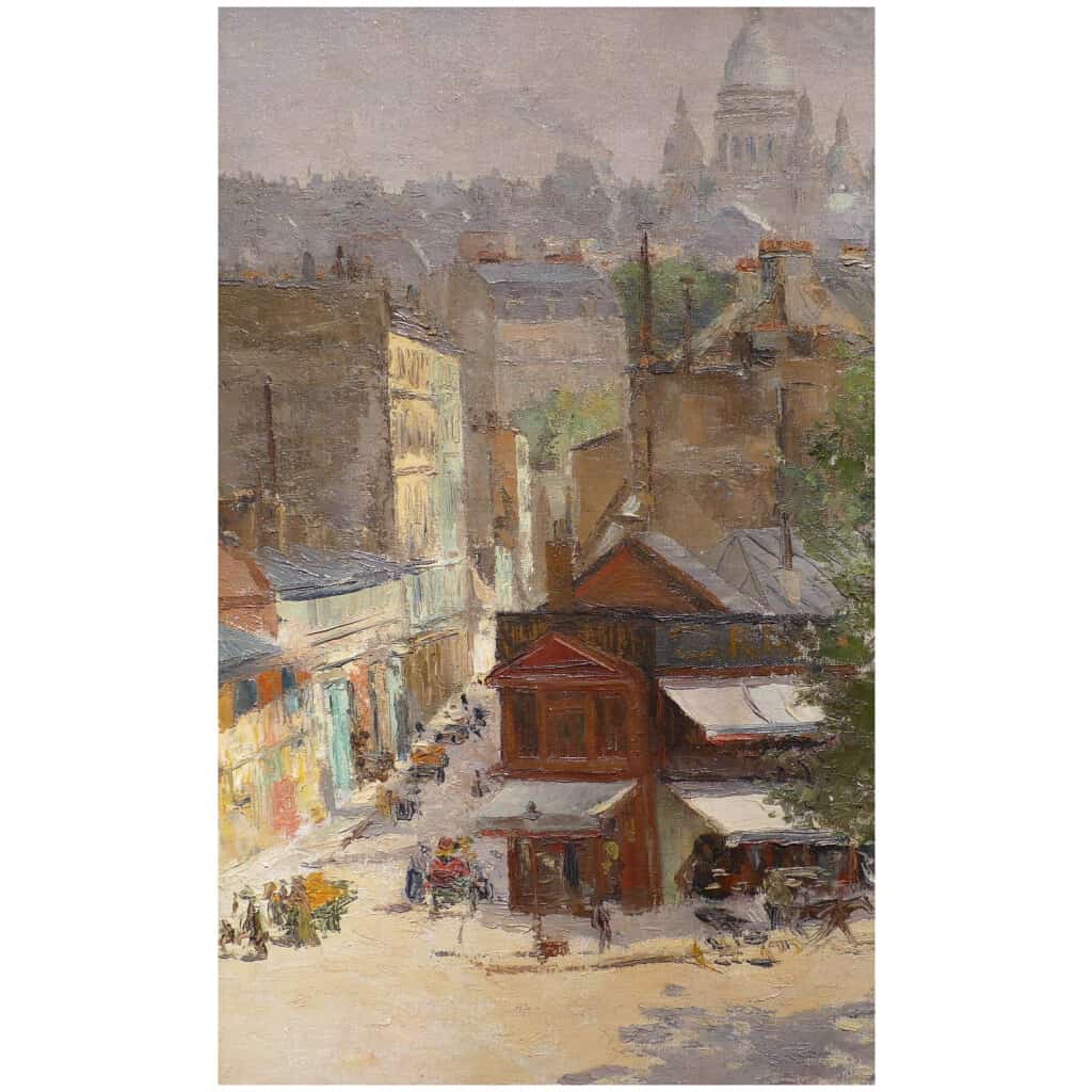 ABEL TRUCHET Louis Peinture Française Belle Epoque Paris vue de Montmartre Huile sur toile signée 13