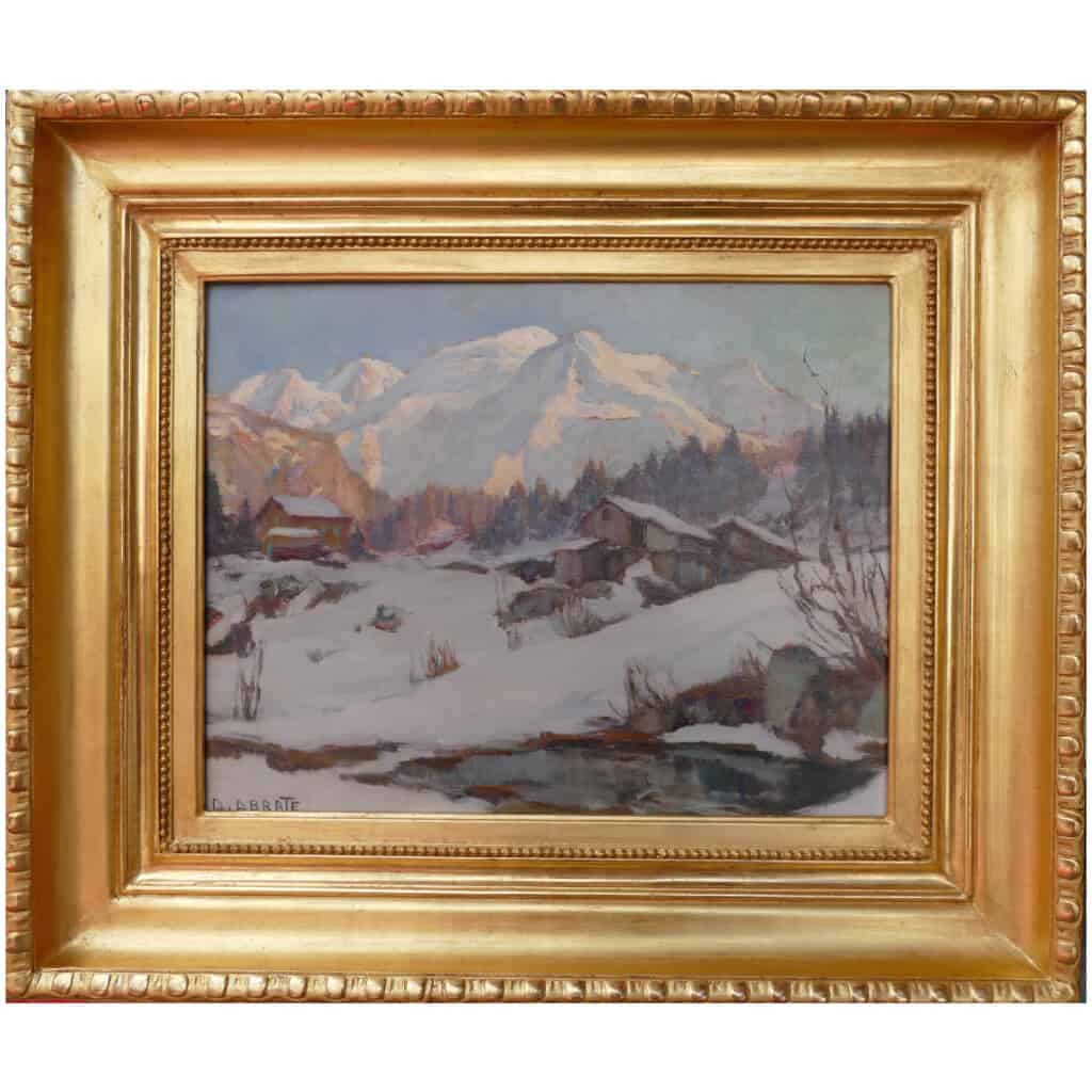 ABRATE Angelo 3th Century Painting Sun on Mont Blanc Oil signed XNUMX