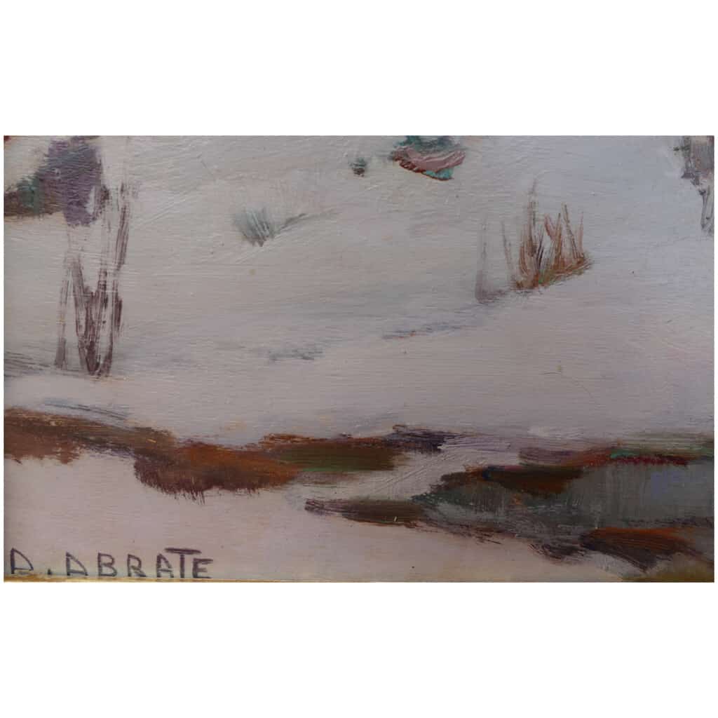 ABRATE Angelo Peinture XXè siècle Soleil sur le Mont Blanc Huile signée 11