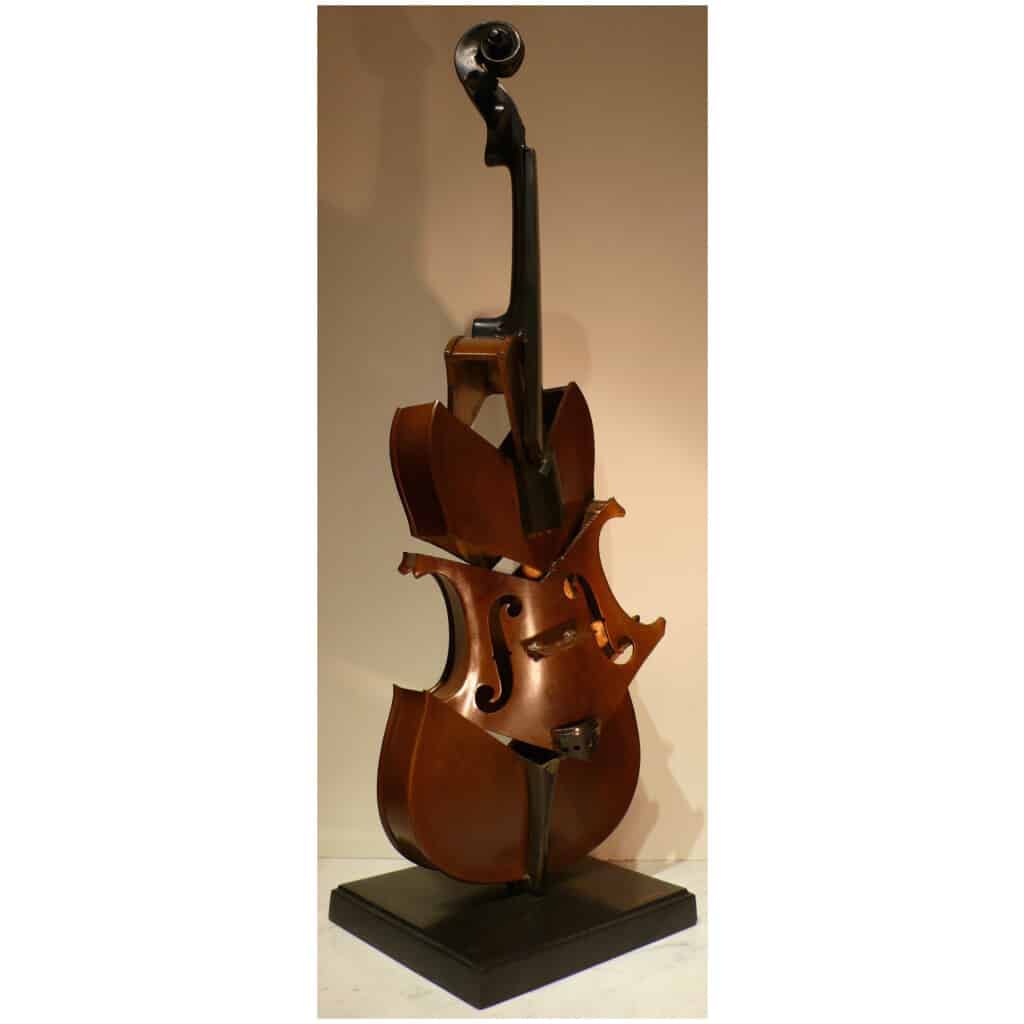 ARMAN Sculpture en bronze 20ème siècle signée Violon coupé II Hommage à Picasso Art moderne 5