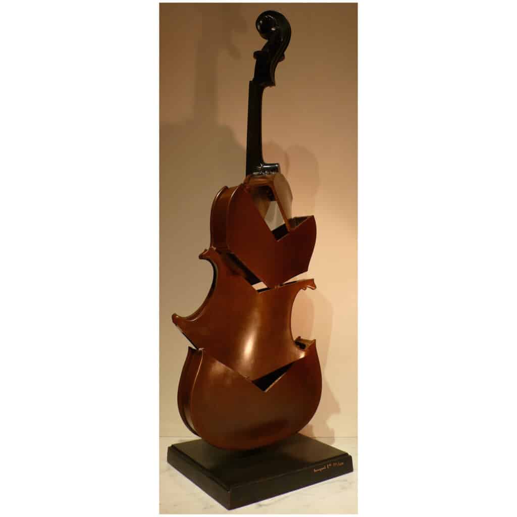 ARMAN th century bronze sculpture signed Violin cut II Homage to