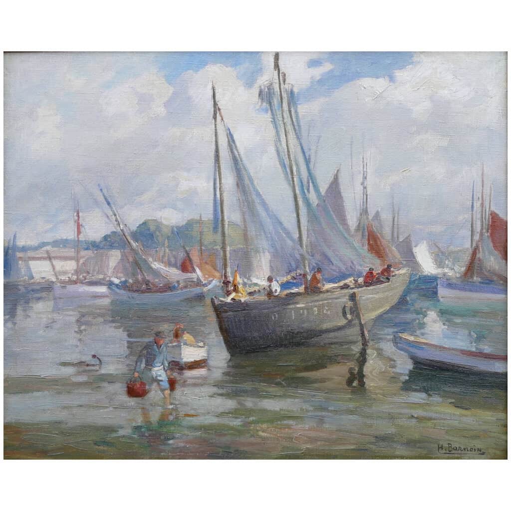 BARNOIN Henri painting 20th century Brittany port of Concarneau Oil painting on canvas signed 10