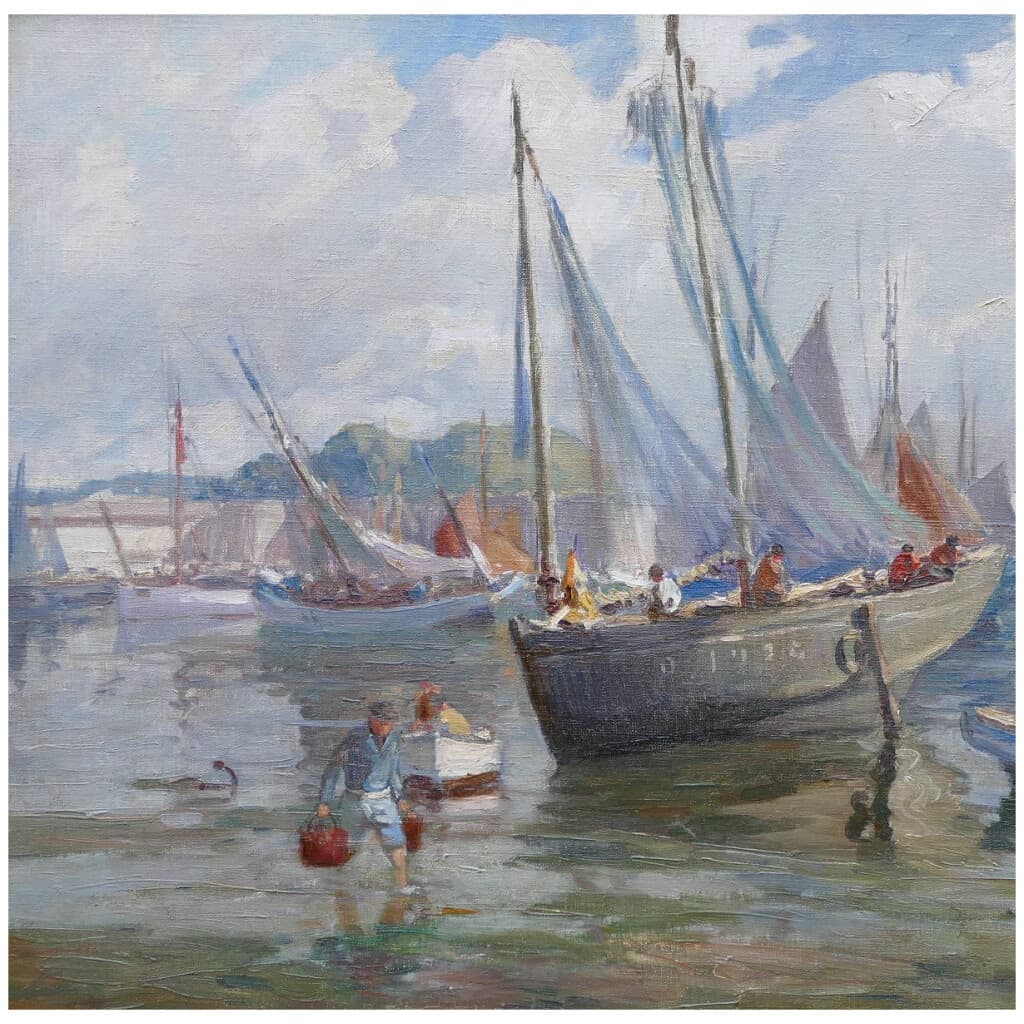 BARNOIN Henri tableau 20ème siècle Bretagne port de Concarneau Peinture huile sur toile signée 9
