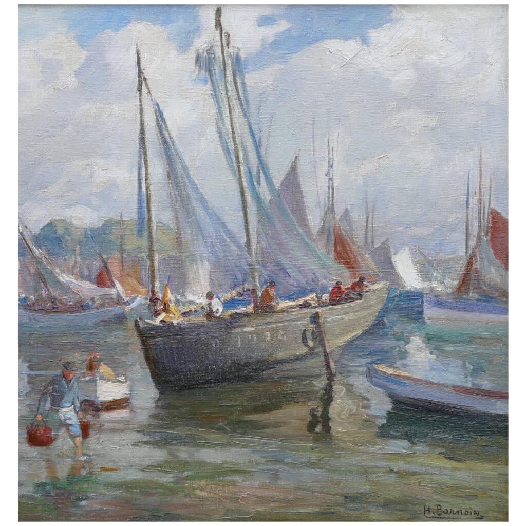BARNOIN Henri tableau 20ème siècle Bretagne port de Concarneau Peinture huile sur toile signée 8