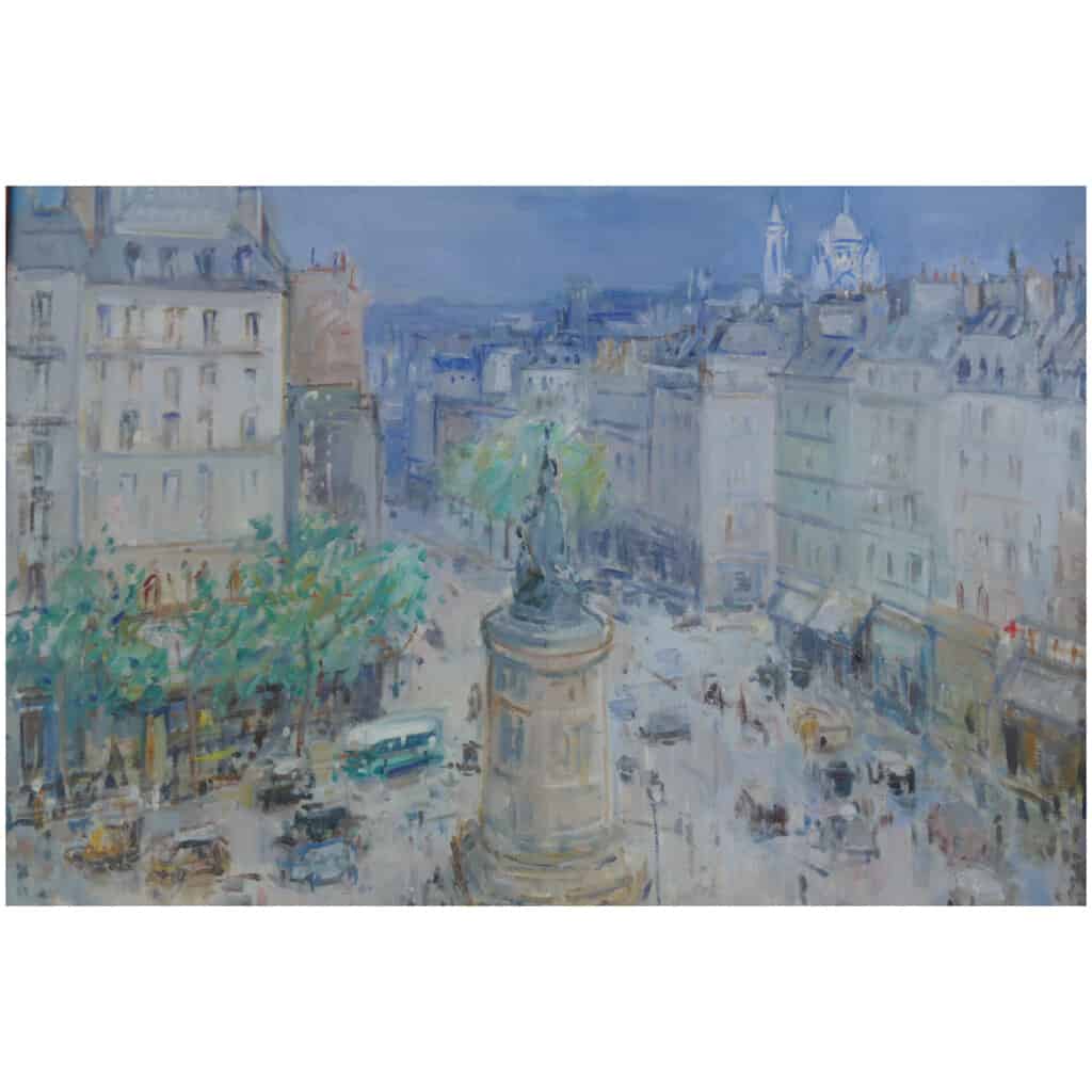 BERTIN Roger Ecole Française 20è siècle Paris La Place de Clichy Huile sur toile signée Ancienne collection Michou 12