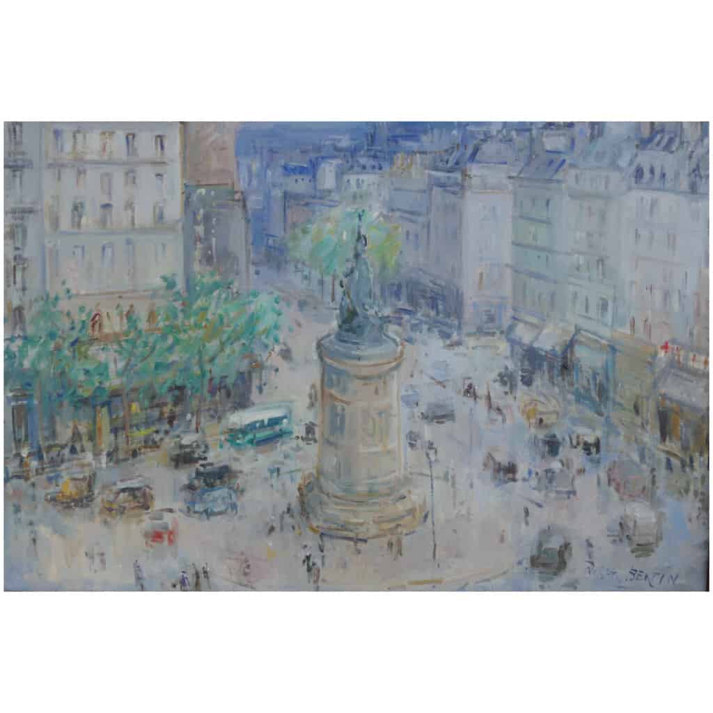 BERTIN Roger Ecole Française 20è siècle Paris La Place de Clichy Huile sur toile signée Ancienne collection Michou 10