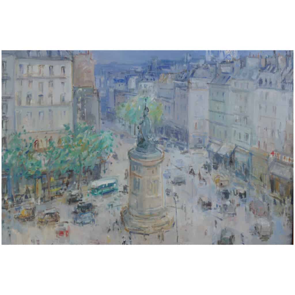 BERTIN Roger Ecole Française 20è siècle Paris La Place de Clichy Huile sur toile signée Ancienne collection Michou 9