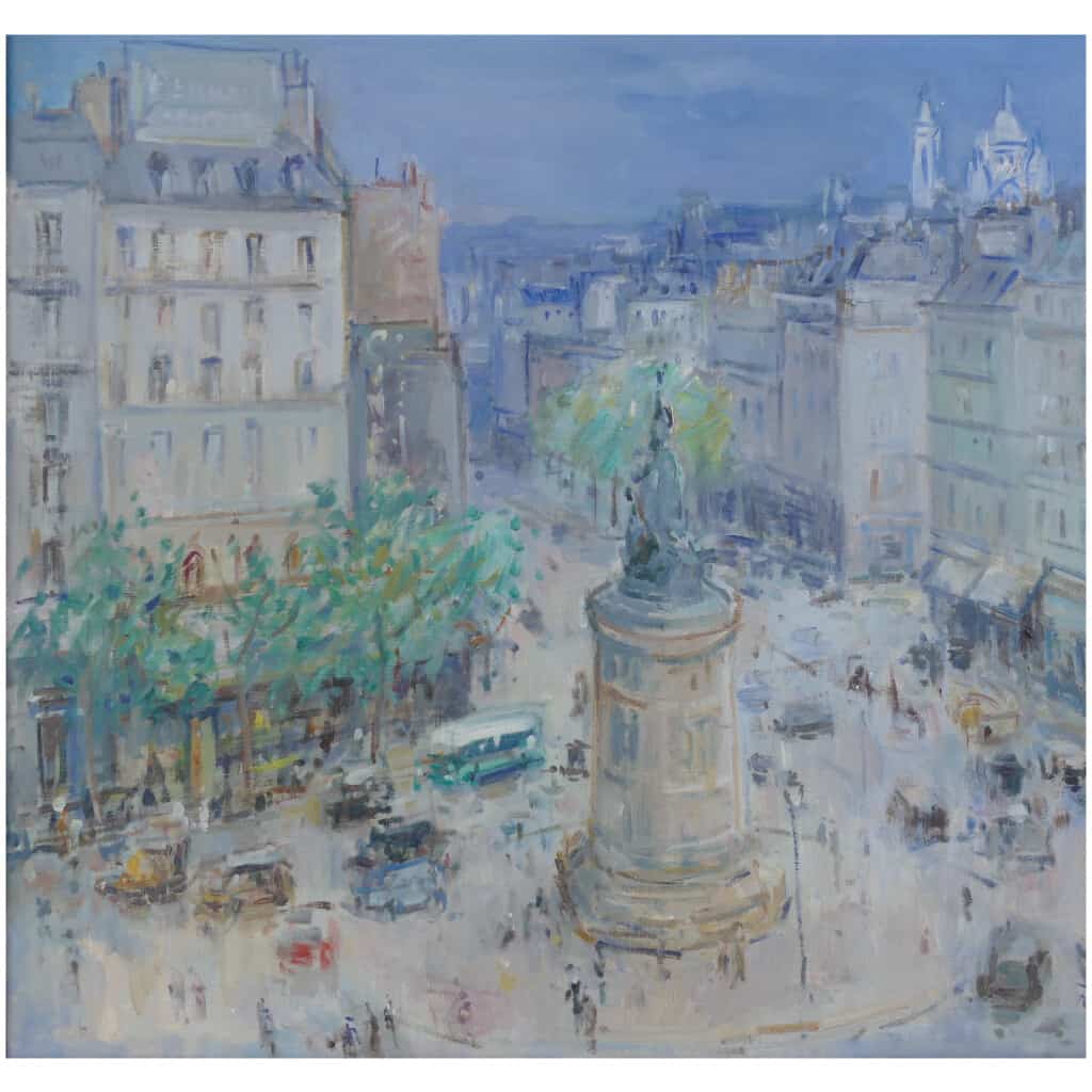 BERTIN Roger French School 20th century Paris La Place de Clichy Oil on canvas signed Former Michou collection 8