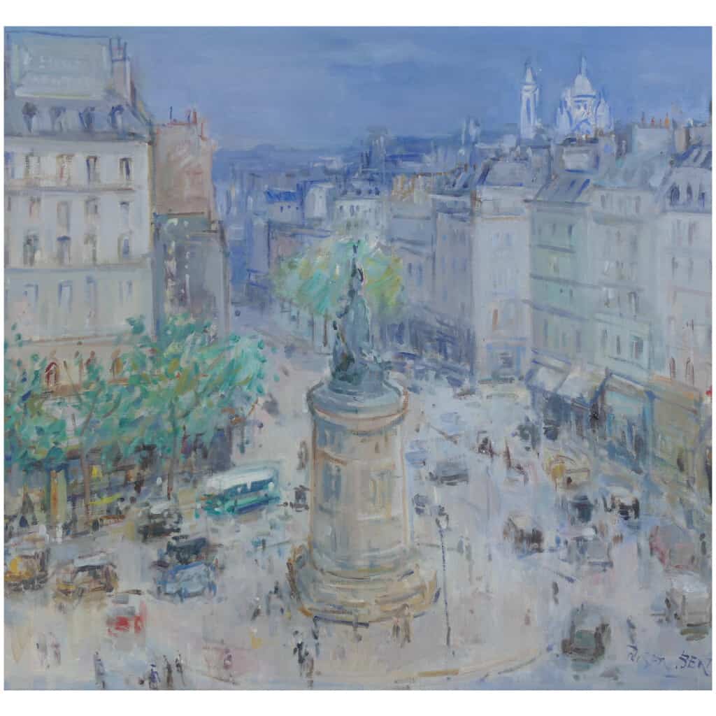 BERTIN Roger Ecole Française 20è siècle Paris La Place de Clichy Huile sur toile signée Ancienne collection Michou 6