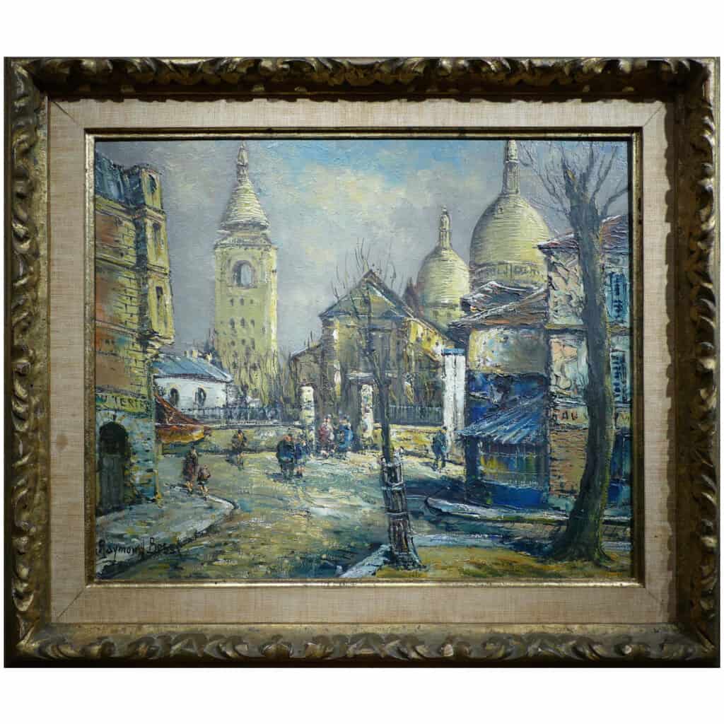 BESSE Raymond French Painting 20th Century Paris Montmartre La Place du Tertre Oil on canvas signed 12