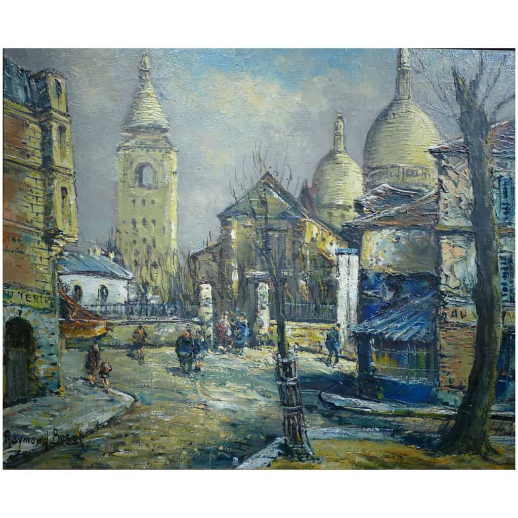 BESSE Raymond French Painting 20th Century Paris Montmartre La Place du Tertre Oil on canvas signed 10