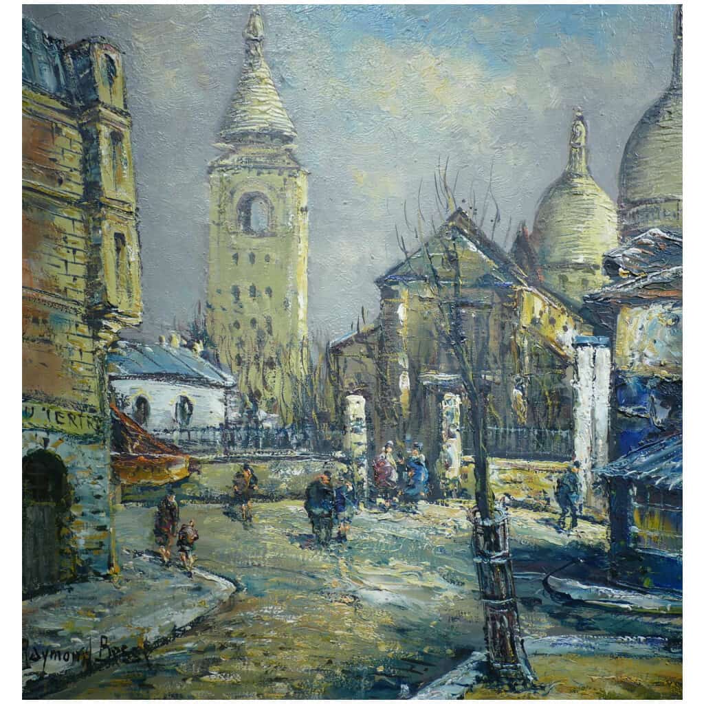 BESSE Raymond French Painting 20th Century Paris Montmartre La Place du Tertre Oil on canvas signed 9