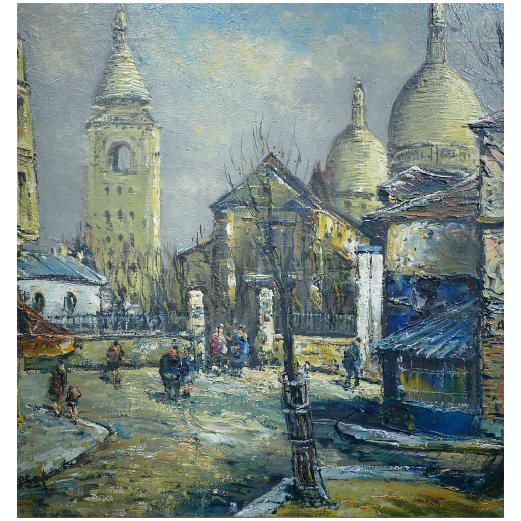 BESSE Raymond French Painting 20th Century Paris Montmartre La Place du Tertre Oil on canvas signed 7