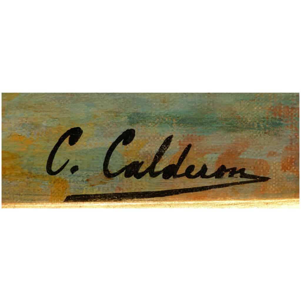 Calderon Charles Clément French School 19th Venice Basin Of Saint Marc Sunny Oil on canvas signed 12