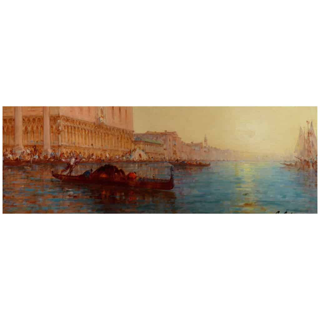 CALDERON Charles Clément Painting Venice The Basin Of Saint Mark Sunny Oil on Canvas Signed 7