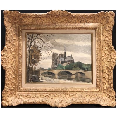 CERIA Edmond Peinture XXè siècle Paris Notre Dame Art moderne Huile sur panneau signée