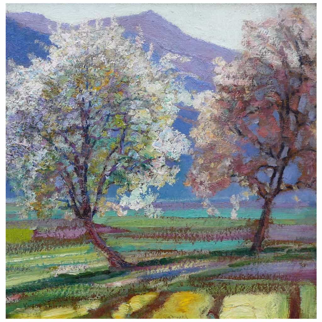 Charreton Victor Post-Impressionist Painting Early Twentieth Sunny Landscape Oil Painting Signed 7