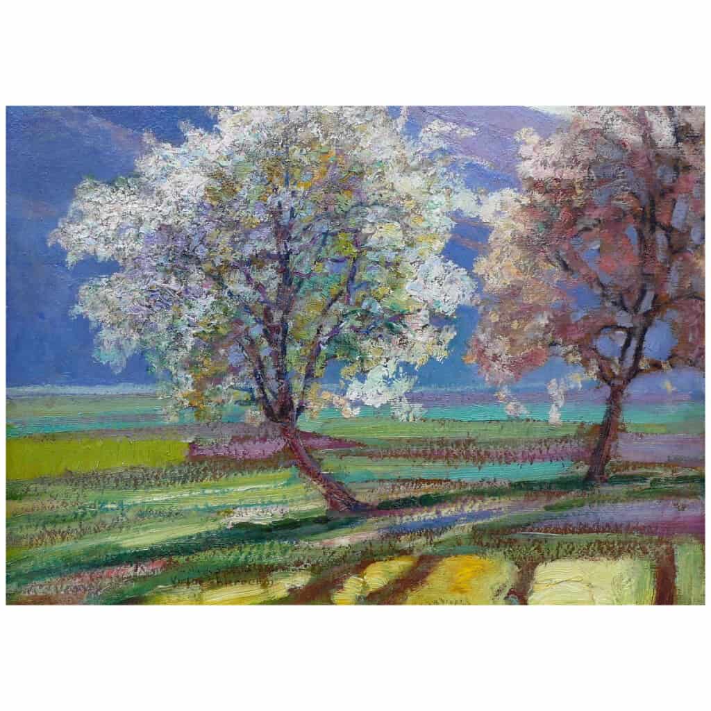 Charreton Victor Post-Impressionist Painting Early Twentieth Sunny Landscape Oil Painting Signed 4