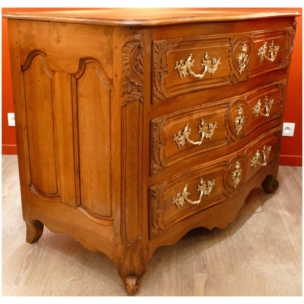 Lyonnaise Wedding Dresser 18th Carved And Molded Solid Walnut Opening With Three Drawers 9