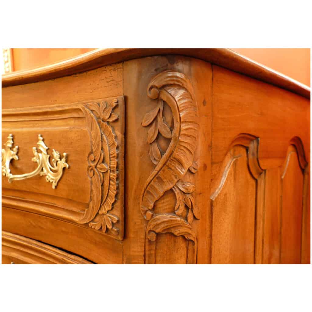 Lyonnaise Wedding Dresser 18th Carved And Molded Solid Walnut Opening With Three Drawers 7