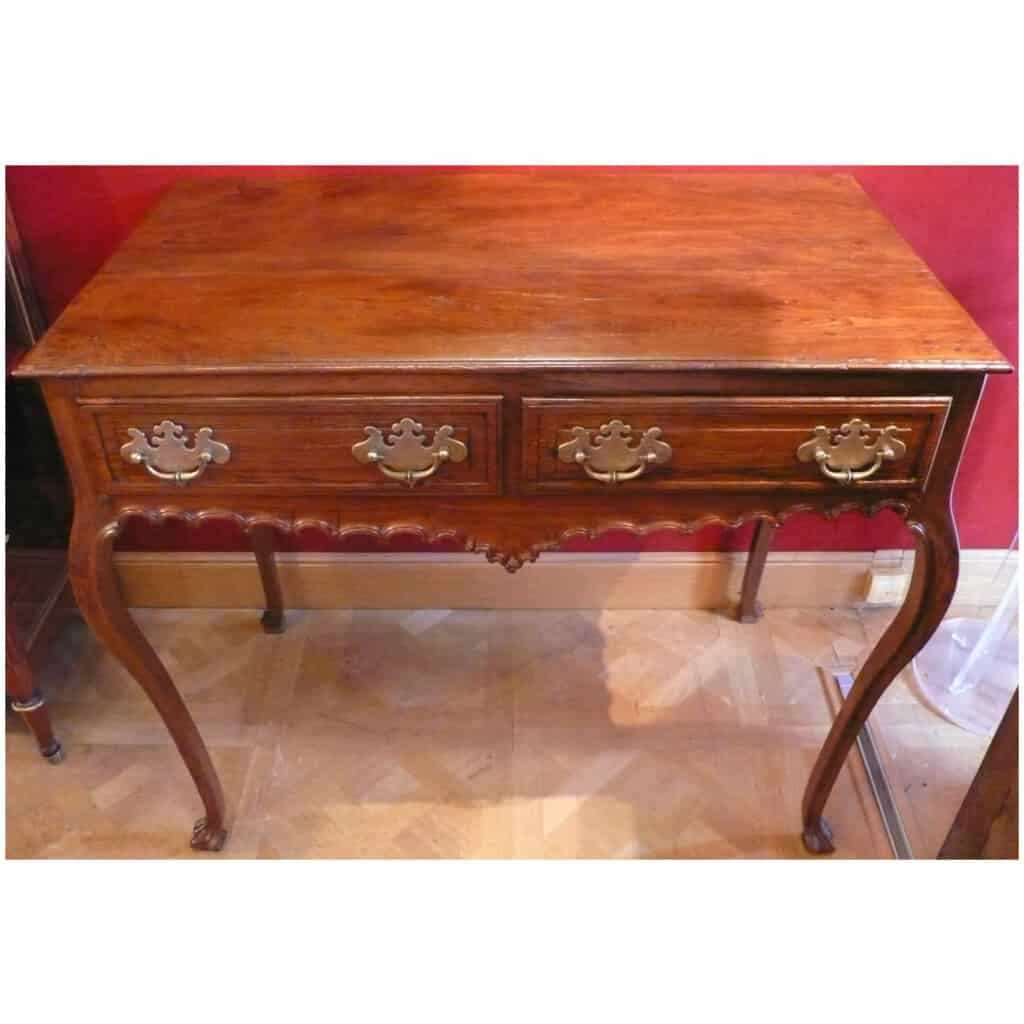 PORTUGAL XVIIIème SIECLE TABLE CONSOLE EN PALISSANDRE MOULUREE OUVRANT PAR DEUX TIROIRS 7