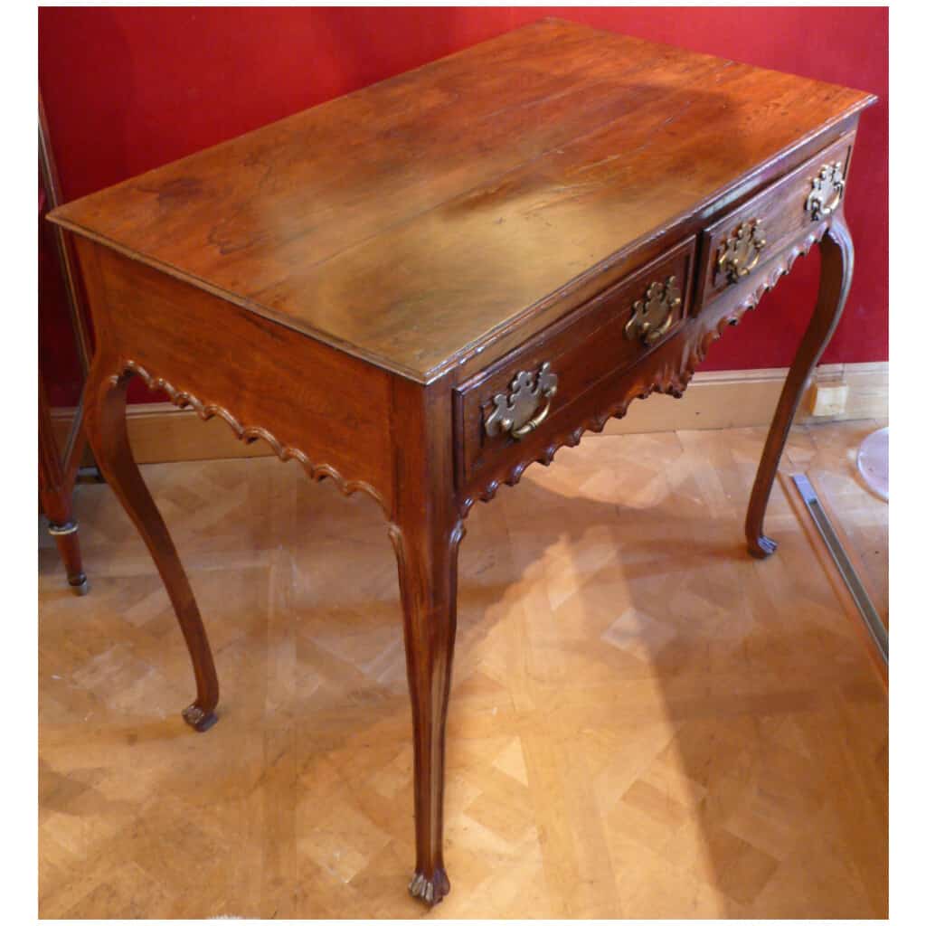 PORTUGAL XVIIIème SIECLE TABLE CONSOLE EN PALISSANDRE MOULUREE OUVRANT PAR DEUX TIROIRS 6