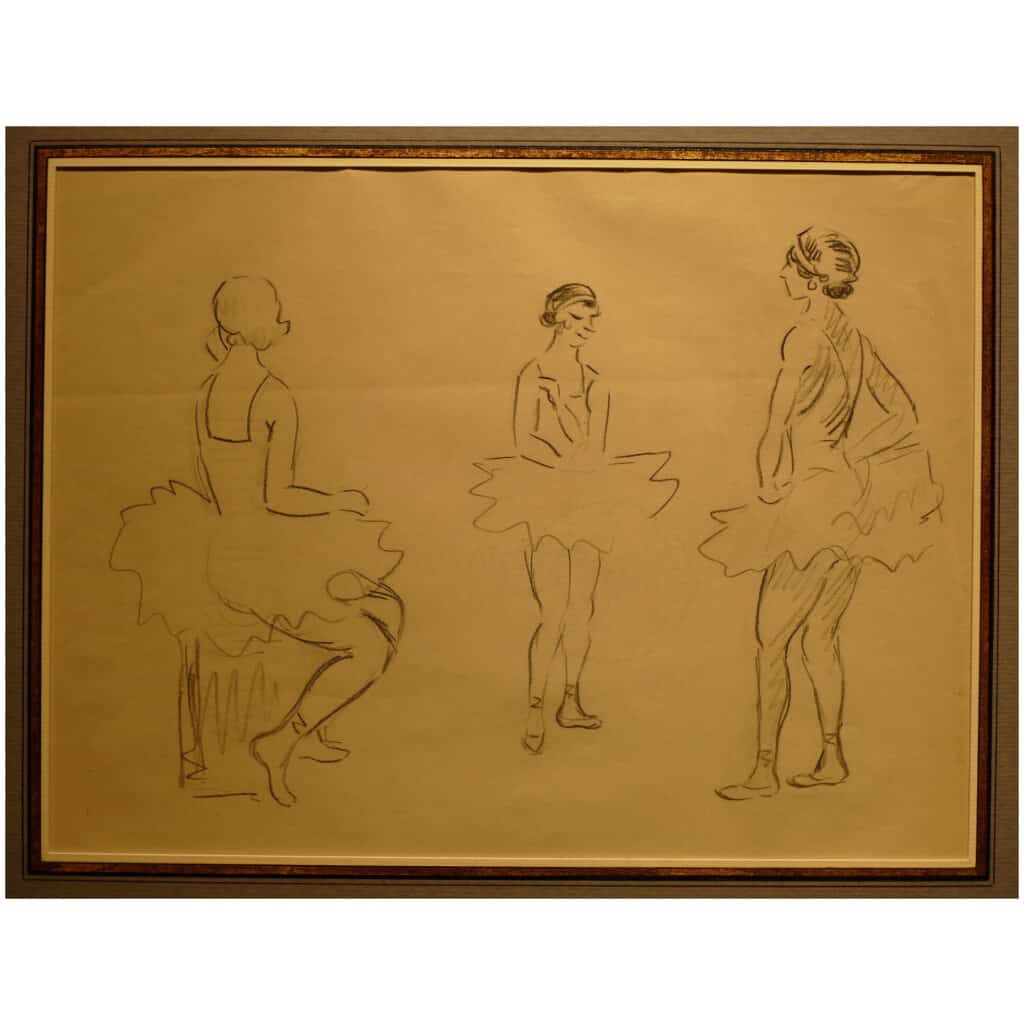 Cosson Marcel Drawing Signed Early 20th Century Dancers In Rehearsal 6