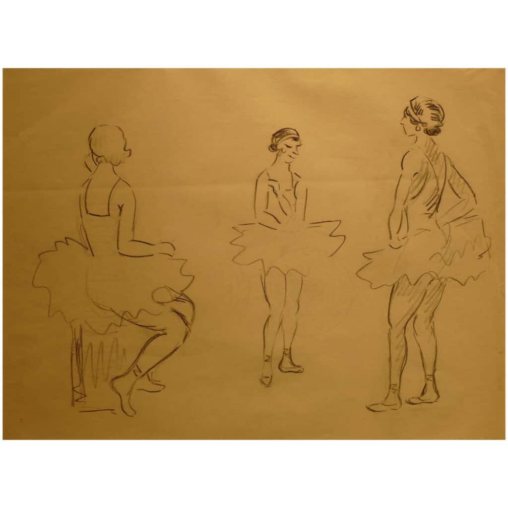Cosson Marcel Drawing Signed Early 20th Century Dancers In Rehearsal 5