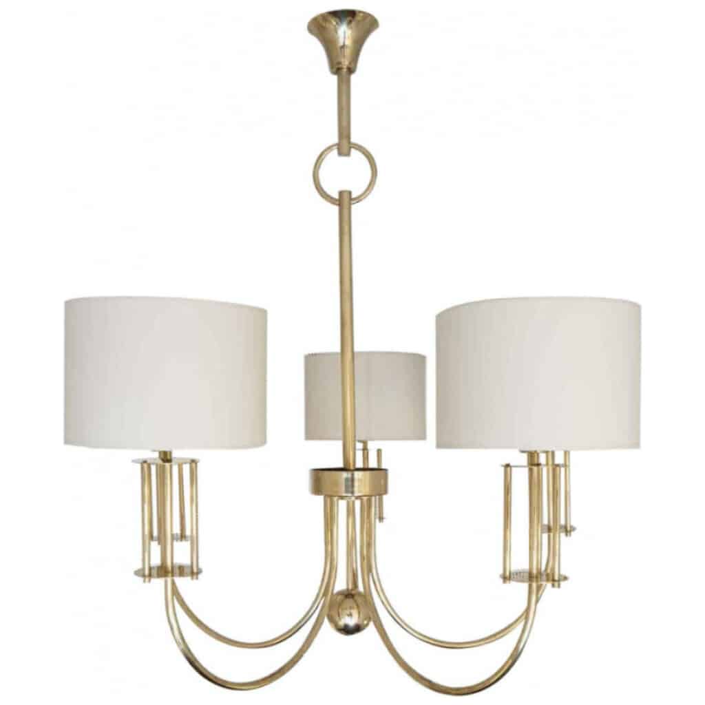 1970 Large chandelier in gilded brass from Maison Roche 3