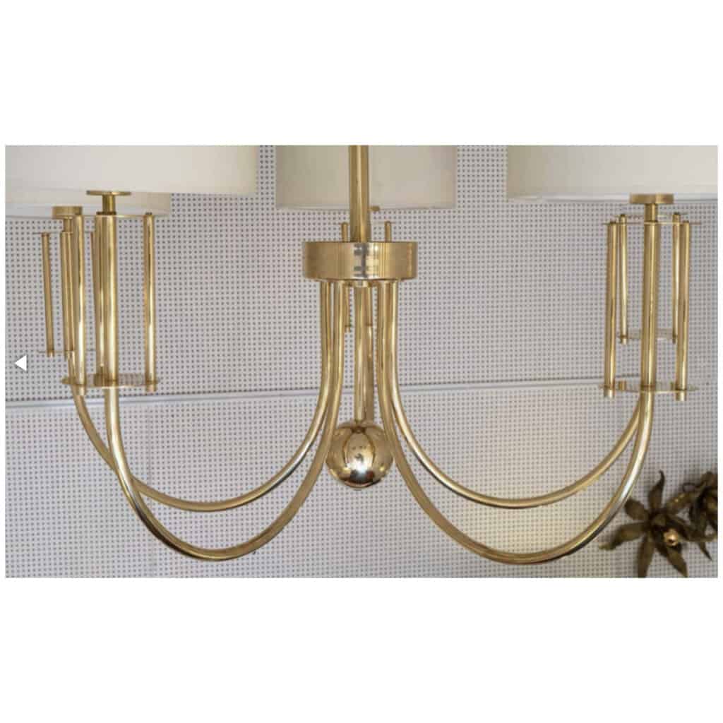 1970 Large chandelier in gilded brass from Maison Roche 4