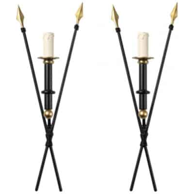 1960 Large Pair of Arrows Wall Lights Maison Honoré 3