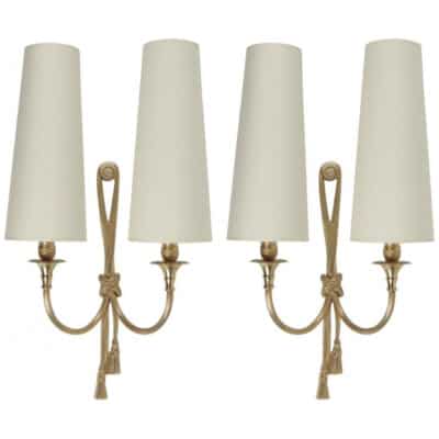 Large pair of Valenti brass wall lights from the 1950s