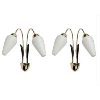 Pair of Maison Lunel 1950s wall lights