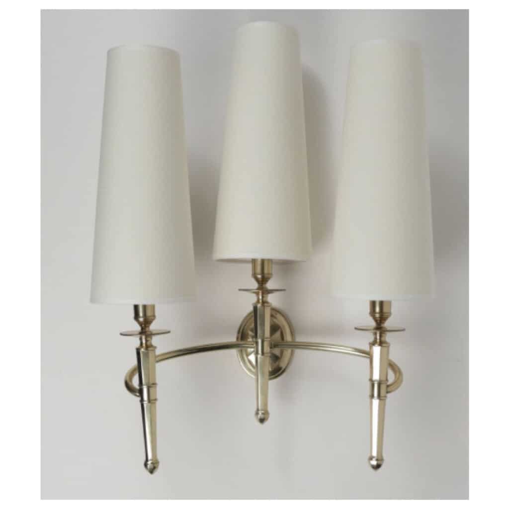 Trio of bronze wall lights Maison Honoré 1960 4