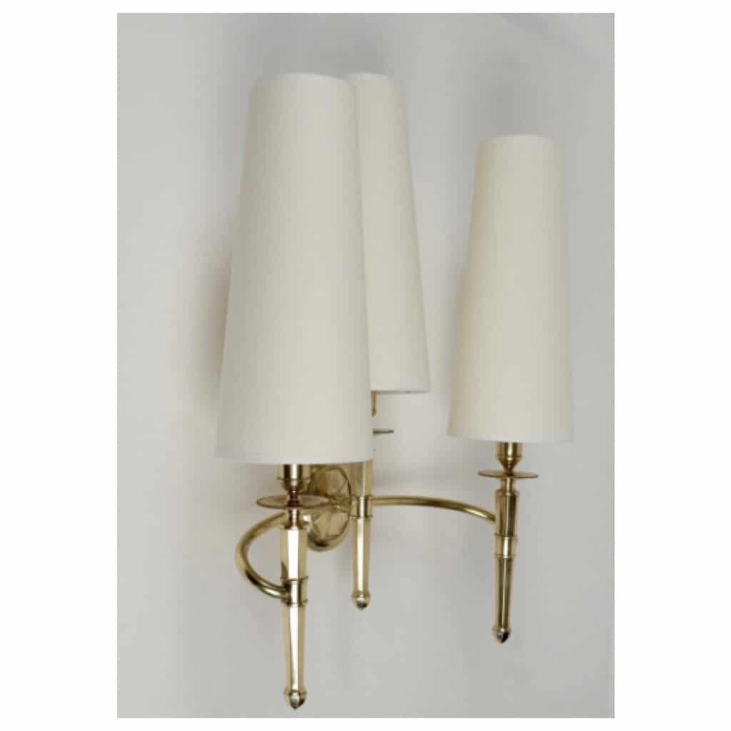 Trio of bronze wall lights Maison Honoré 1960 5