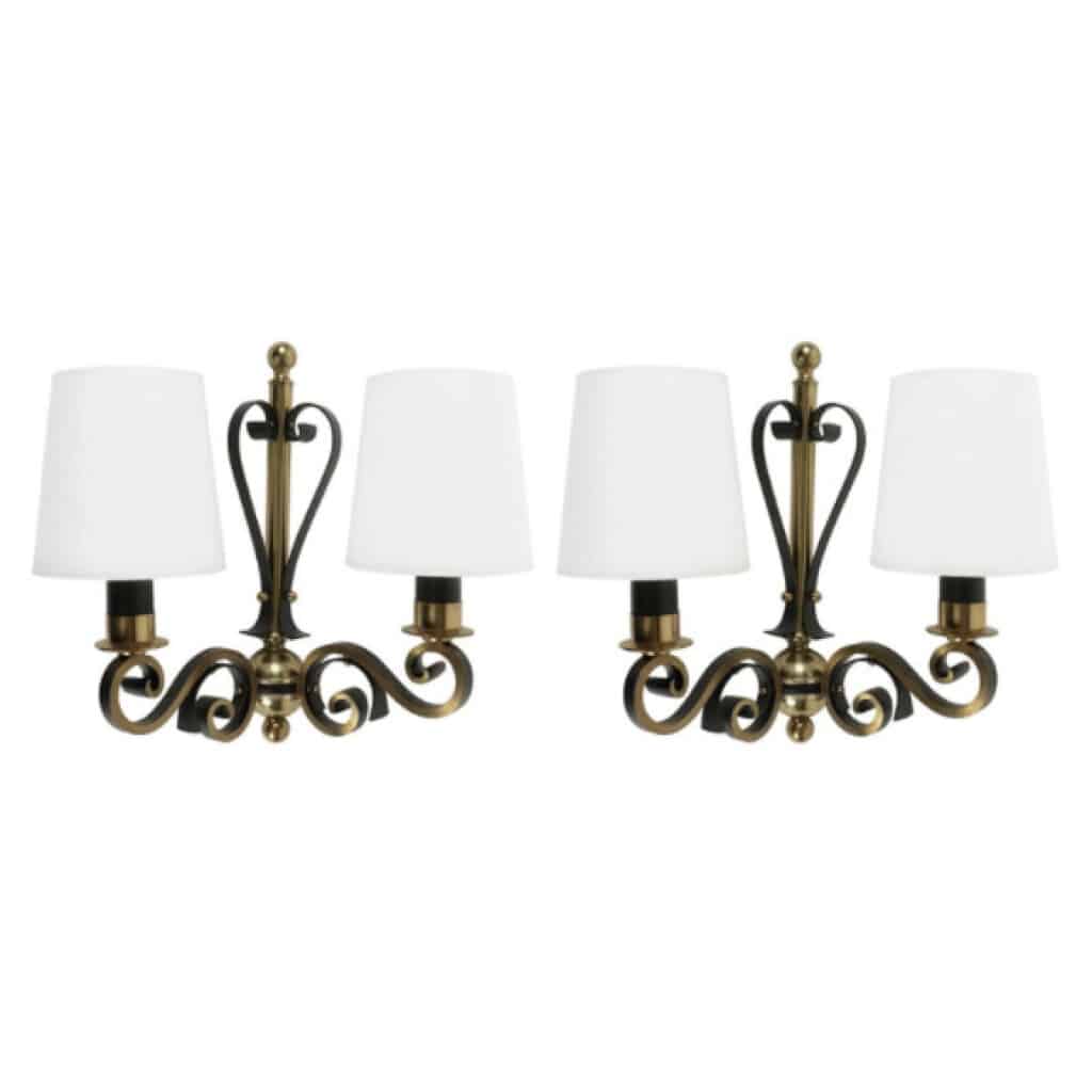 Pair of Wall Lamps Maison Honoré 1960 3