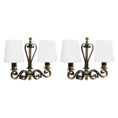 Pair of Wall Lamps Maison Honoré 1960