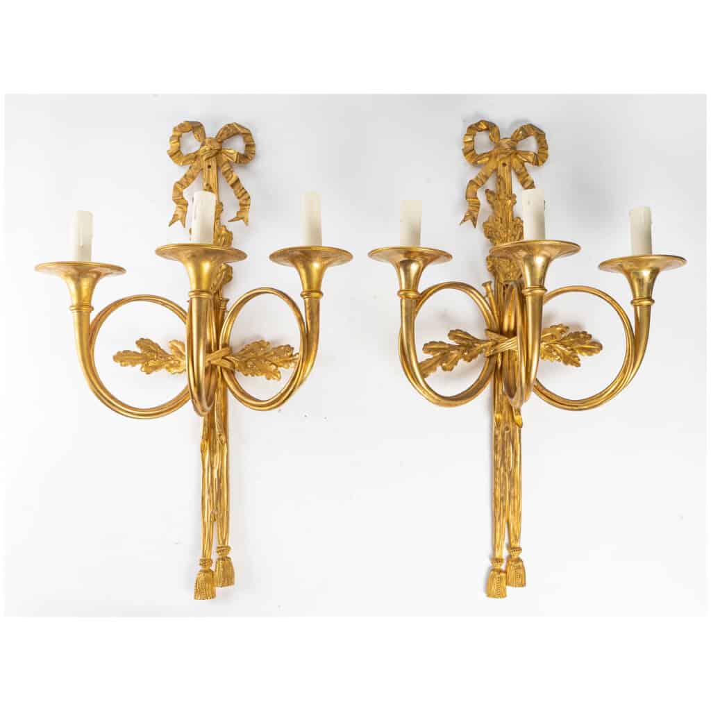 Pair of Louis style sconces XVI from the Napoleon III period (1848 - 1870). 3