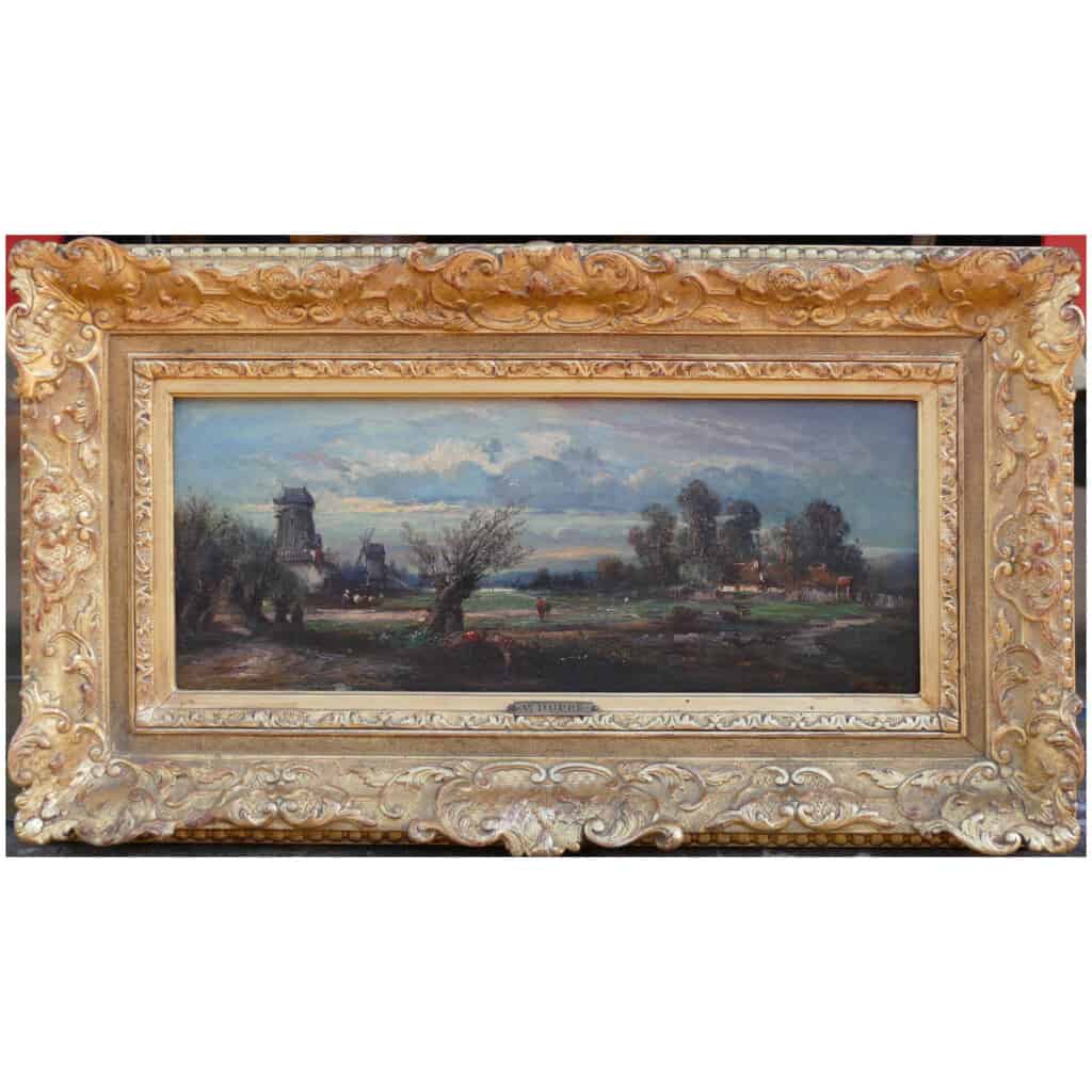 DUPRE Leon Victor Table 19th Barbizon School The Countryside In Ile De France Oil Signed 3