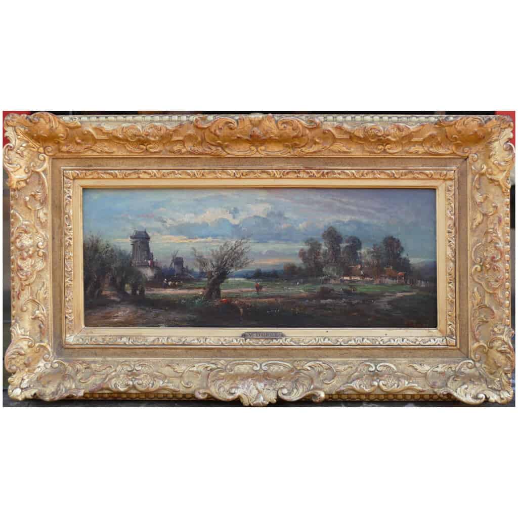 DUPRE Leon Victor Table 19th Barbizon School The Countryside In Ile De France Oil Signed 6