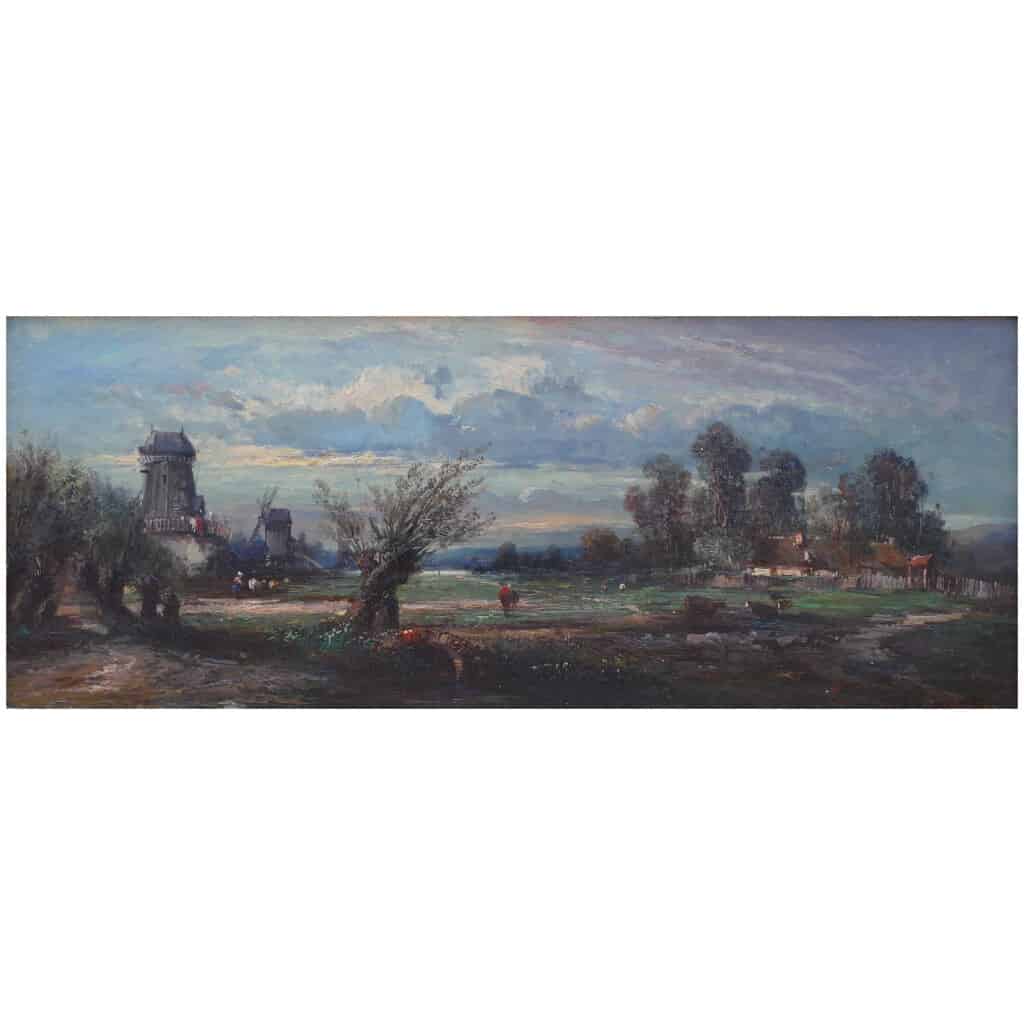 DUPRE Leon Victor Table 19th Barbizon School The Countryside In Ile De France Oil Signed 10